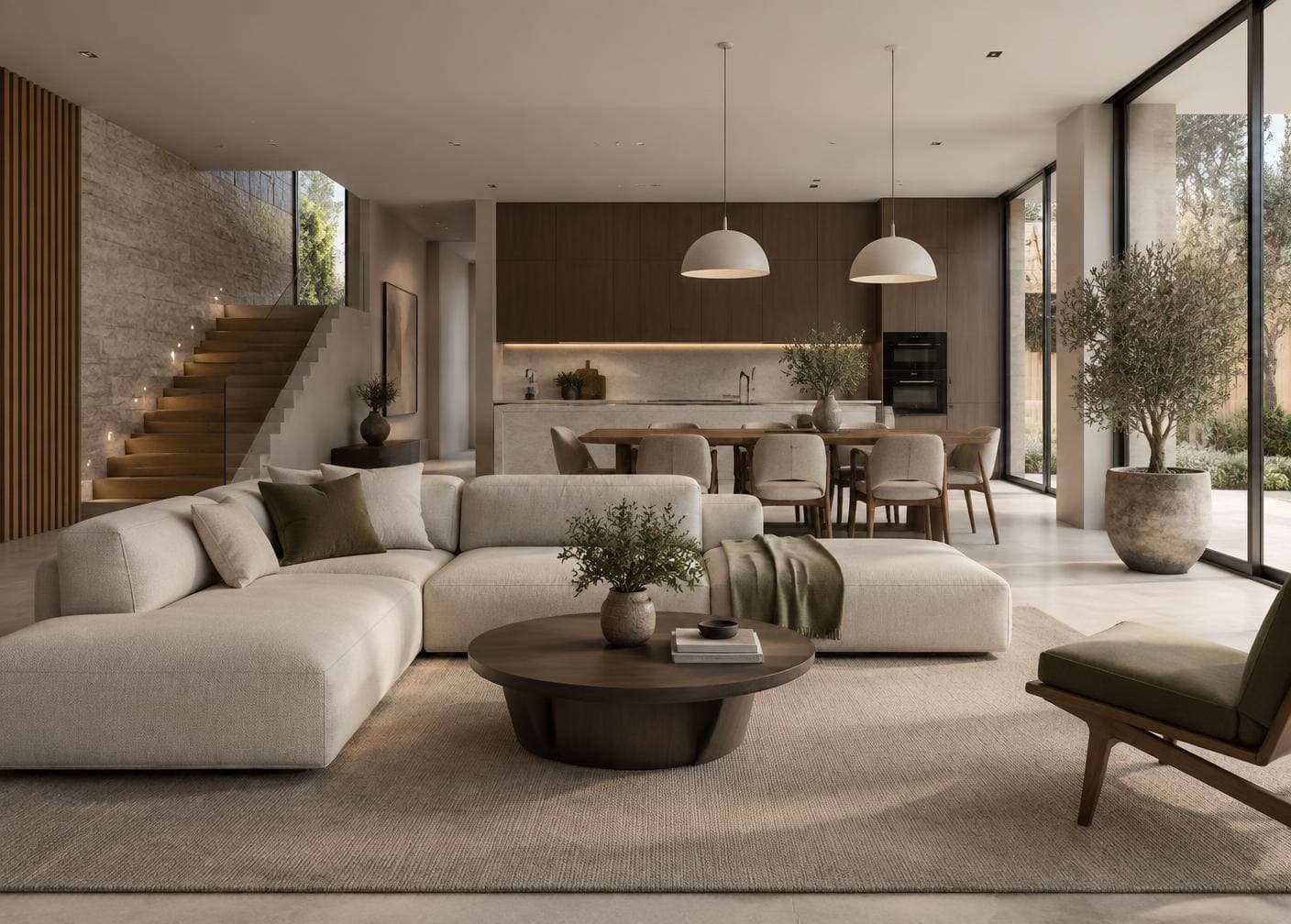 3D visualization render of a modern house interior